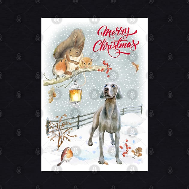 Weimaraner Merry Christmas Santa Dog by Puppy Eyes